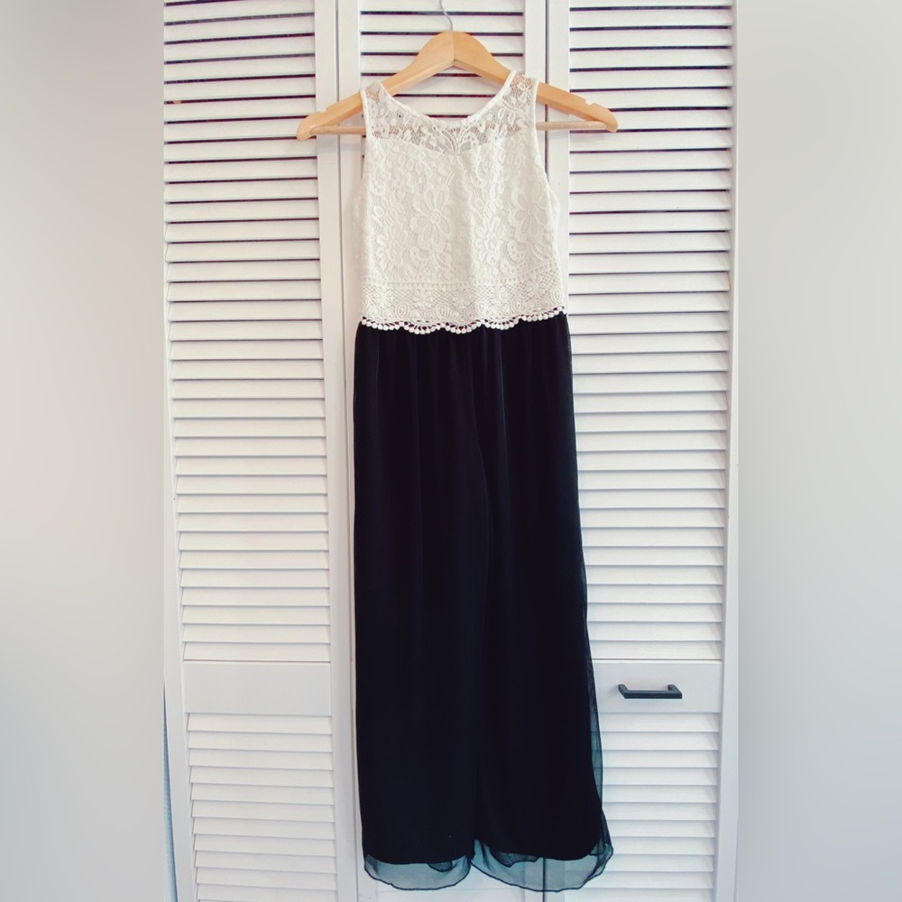 Girl’s black and white jumpsuit